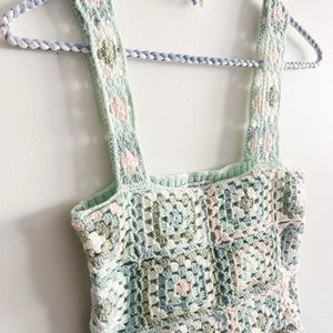 American Eagle Pastel Crochet Tank Top | Size Small